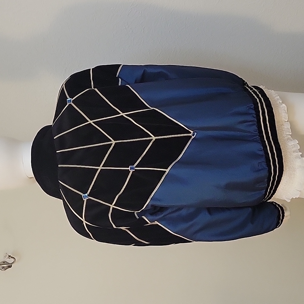 VTG IVANA 1980s Velour Embellished Spider Web Bomber Goth Track Jacket - Picture 9 of 12